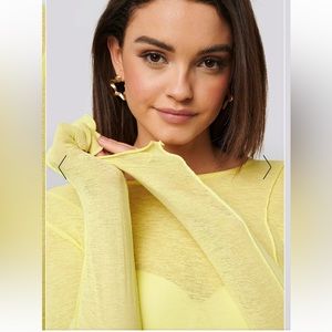 Canadian Na-Kd yellow,contrast seam jersey long sleeve tee